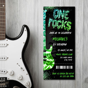 Invitation One Rocks Music Theme Concert Billet Anniversaire