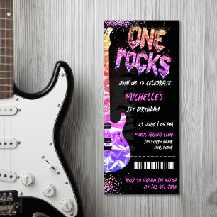 Invitation One Rocks Music Theme Concert Billet Anniversaire