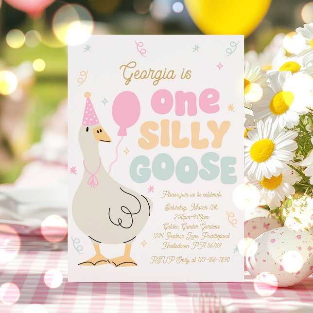 Invitation One Silly Goose 1er Anniversaire fête Printemps An (Créateur téléchargé)