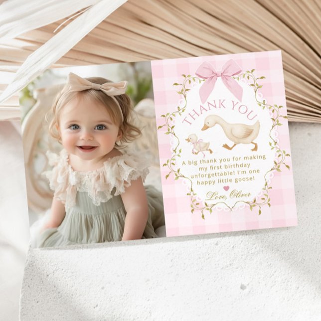 Invitation One Silly Goose Girl 1st Birthday Thank you card (Créateur téléchargé)