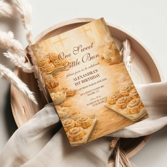 Invitation One Sweet Little Bun First Birthday (Créateur téléchargé)