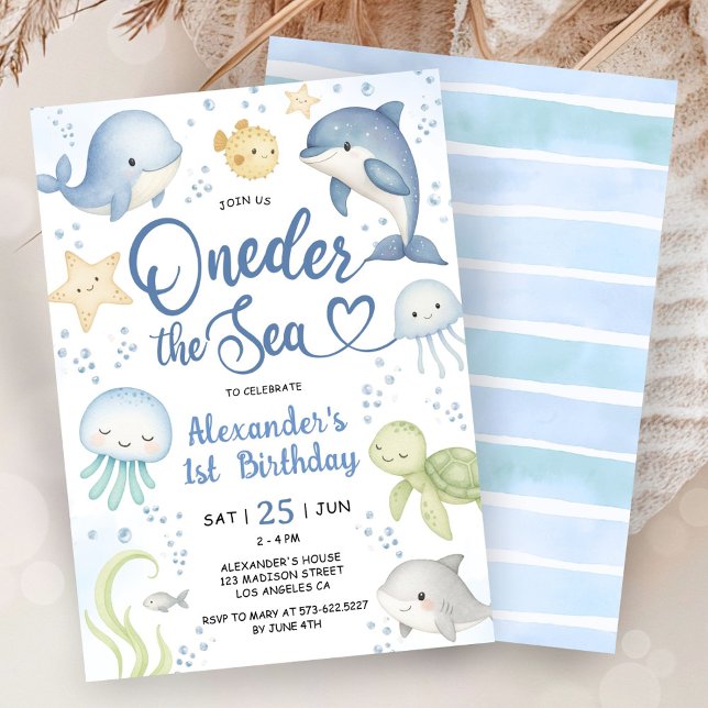 Invitation Oneder The Sea 1st Birthday Party (Créateur téléchargé)