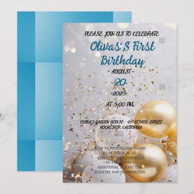 Invitation ONEderful 1er anniversaire (Devant / Derrière)