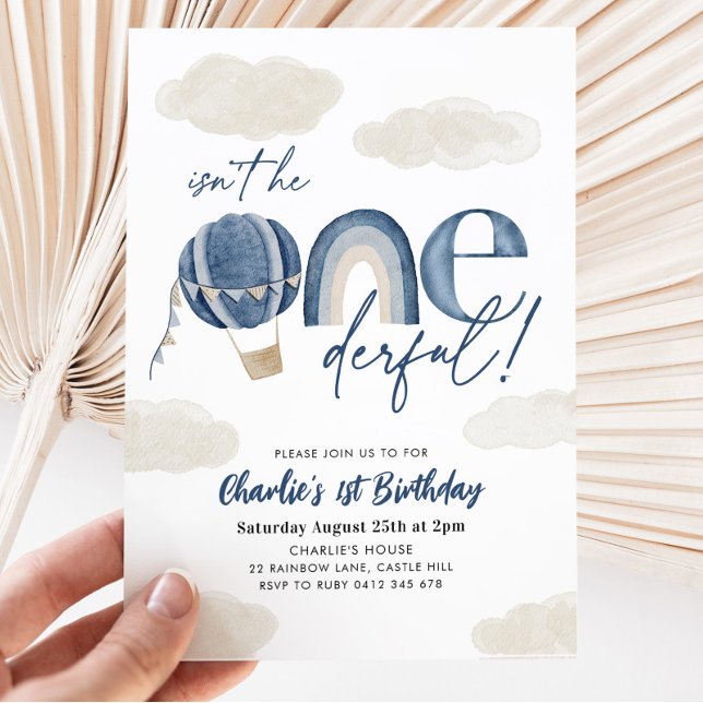 Invitation Onederful Ballon à Air Chaud Anniversaire Garçon 1 (Créateur téléchargé)