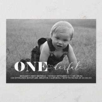 Invitation ONEderful Photo moderne 1er anniversaire