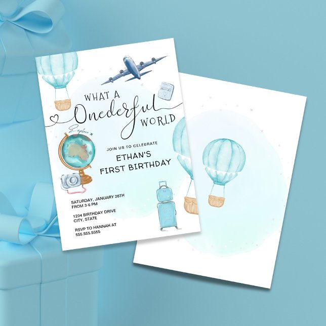 Invitation ONEderful World Balloon Boys premier anniversaire (Créateur téléchargé)