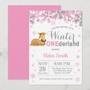 Invitation Onederland Deer Girl 1er anniversaire