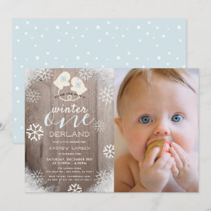 Invitation Onederland Mitten Boy Blue 1er Anniversaire