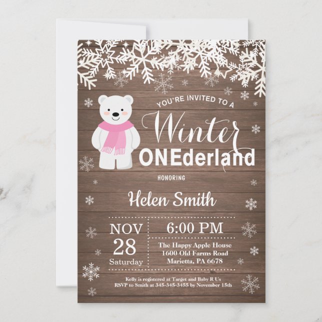 Invitation Onederland Ours polaire 1er anniversaire (Devant)
