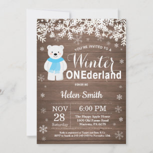 Invitation Onederland Polaire Bear Boy 1er Anniversaire