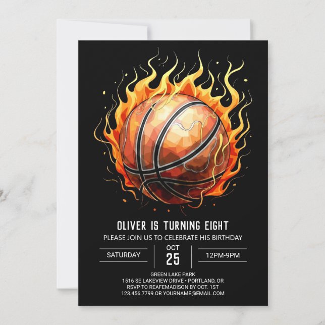 Invitation Online Chic Basketball pour enfants Anniversaire (Devant)