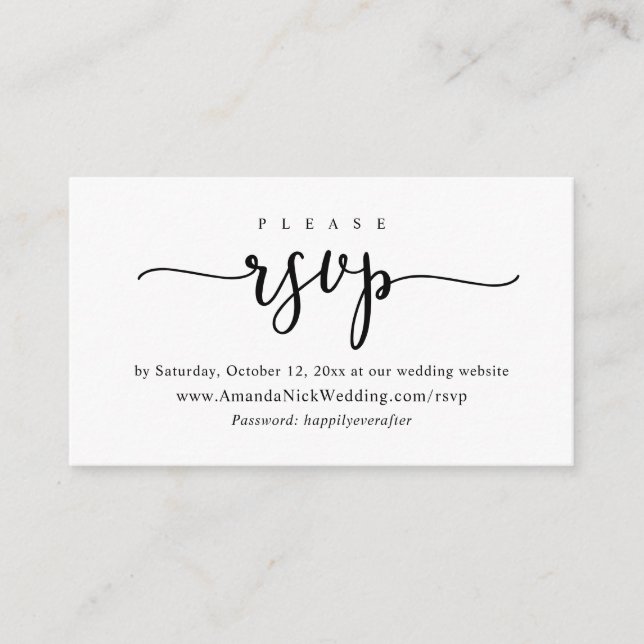 Invitation online RSVP, Wedding Website Card (Front)