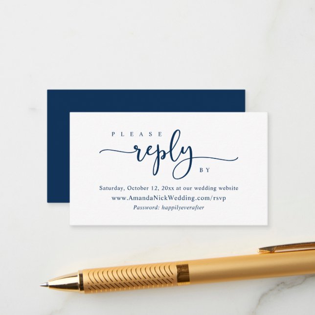 Invitation online RSVP, Wedding Website Card (Front/Back In Situ)