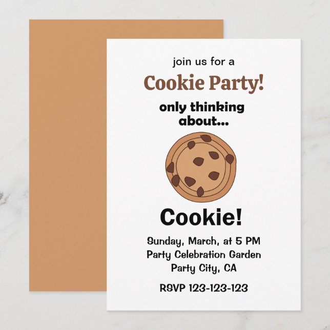 Invitation Only Thinking About Cookie Funny Food Party (Devant / Derrière)