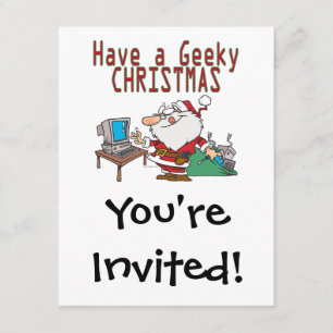 Invitation ont geeky noël père Noël informatique tech