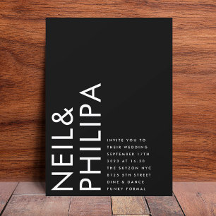 Invitation Onyx Black Ultra Modern Bold NOMS Simple Mariage