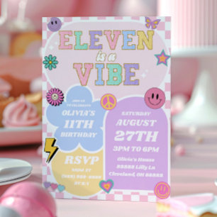Invitation Onze Est Un Vibe Preppy Patch 11ème Anniversaire