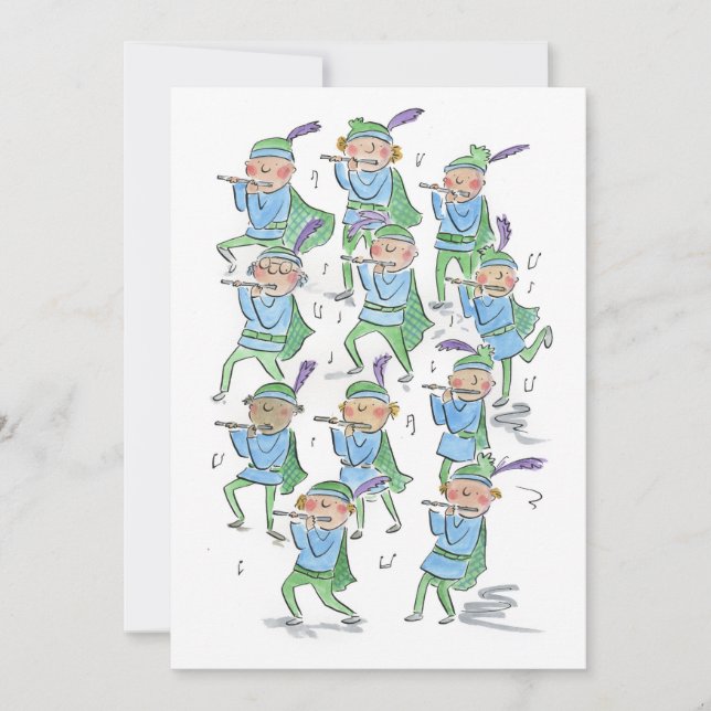 Invitation Onze joueurs de pipeau jouant (Devant)