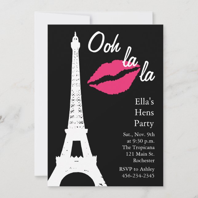Invitation Ooh la la ! Enterrement de vie de jeune fille (Devant)