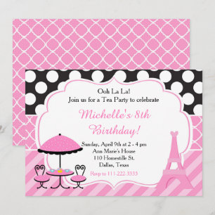 Invitation Ooh la la Paris Tea Anniversaire