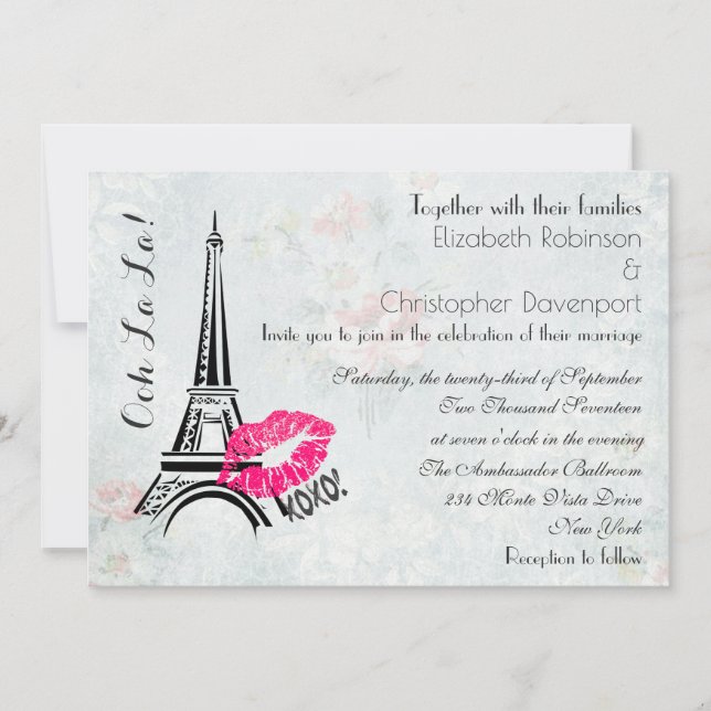 Invitation Ooh La La Paris Tour Eiffel Invite (Devant)
