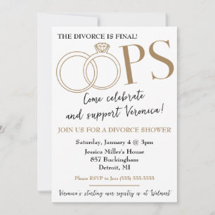 Invitation OOPS ! Fête d'anniversaire de divorce
