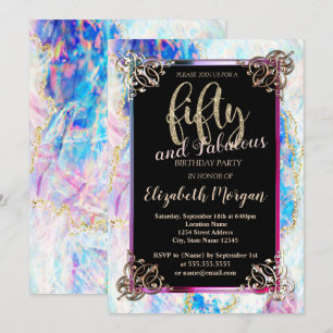 Invitation Opale holographique, bordure 50e anniversaire