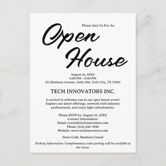 Invitation Open House de Black & White Business (Devant)
