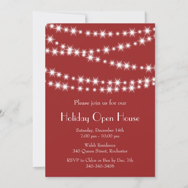 Invitation Open House de Twinkle Lights (rouge) (Devant)