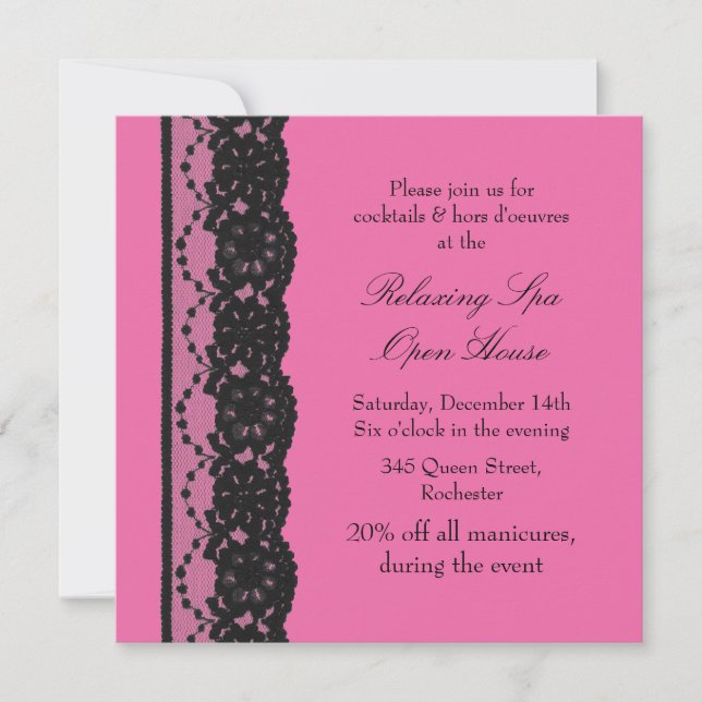Invitation Open House French Lace Fuchsia (Devant)