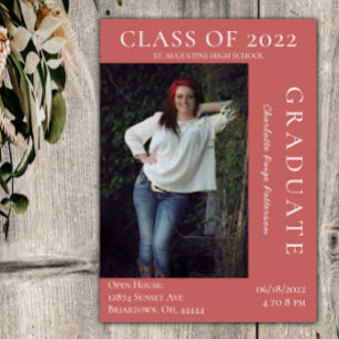 Invitation Open House - Graduation Photo Moderne Corail