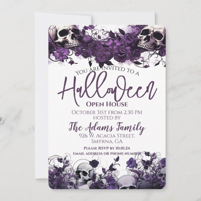 Invitation Open House Party d'Halloween violet (Devant)