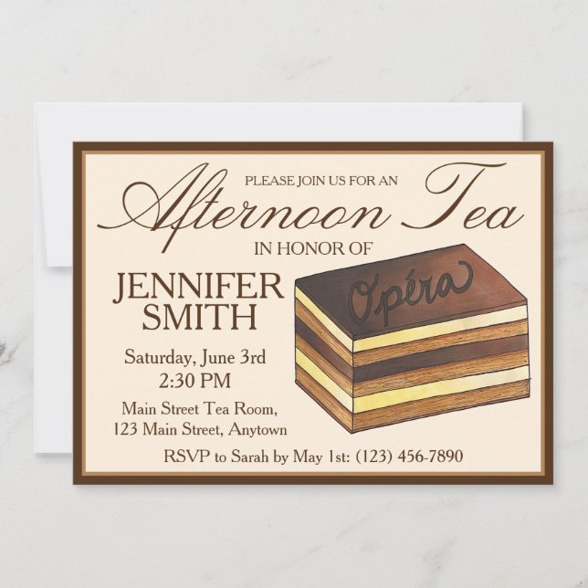 Invitation Opera Cake Wedding shower après-midi Tea Party (Devant)