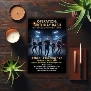 Invitation Opération Laser Tag Bash d'anniversaire