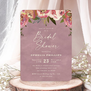 Invitation Ophelia Cottage Dusty Pink Fleurs Mariage Shower
