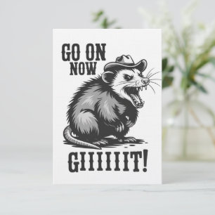 Invitation Opossum Cowboy Vintage Allez Maintenant Git Wester