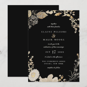 Invitation Opulente de mariage dans le jardin doré