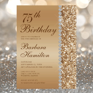 Invitation Or 75 ans Photo Anniversaire de naissance élégant
