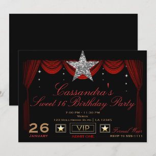 Invitation Or Argent Noir Rouge VIP Admettre une fête d'anniv