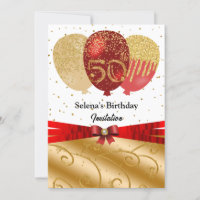 Or, Ballons rouges et Ruban en soie 50e anniversai