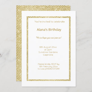 INVITATION OR BLANC CHEVRON TRIM TOUTE OCASSION