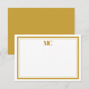 Invitation Or Blanc Minimaliste Moderne Monogramme Deux Bordu