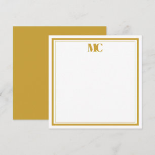 Invitation Or Blanc Moderne Minimaliste Monogramme Deux Bordu