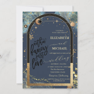 Invitation Or Céleste Soleil Lune Étoiles Pailletées Mariage