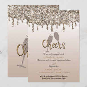 Invitation Or Champagne Paillettes Dégoulinant Glamour Fiança
