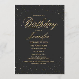 Invitation Or chic moderne tacheté sur la fête d'anniversaire