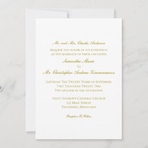Invitation Or Classique Classique Formel Mariage Élégant