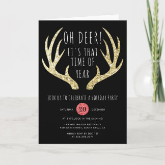 Invitation Or d'andouillers de cerfs communs et fête de