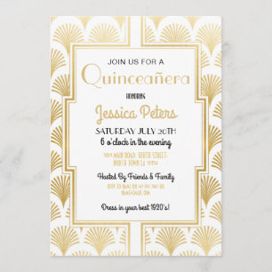 Invitation Or d'art déco de Gatsby de fête d'anniversaire de