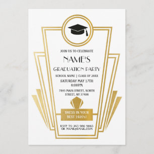 Invitation or de Gatsby d'invitation d'art déco de fête de